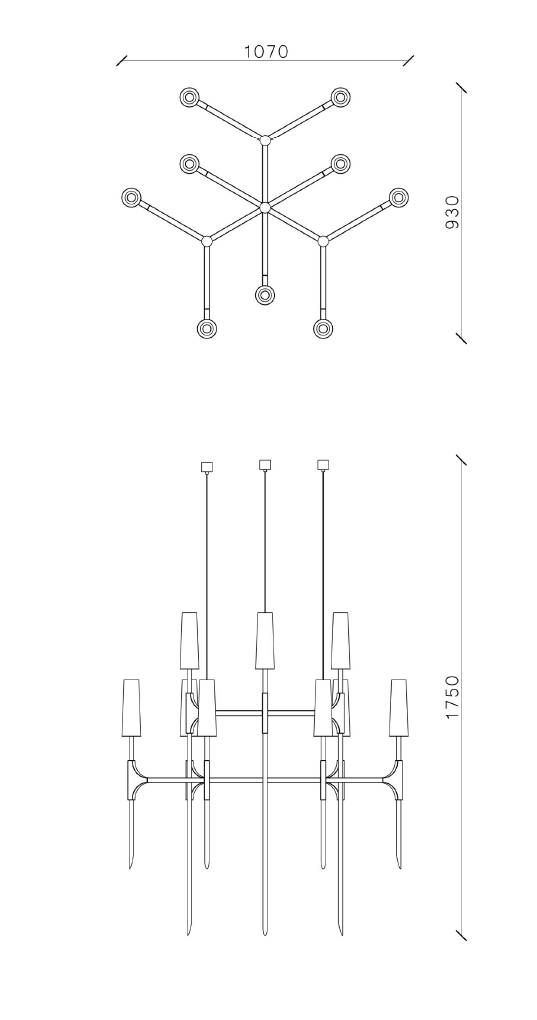 Torch Chandeliers — technical drawing