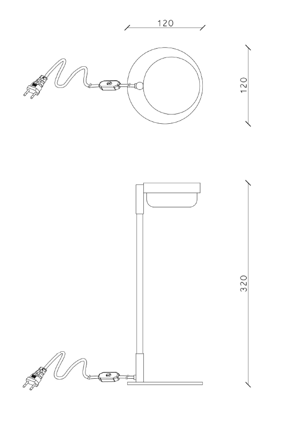 Arch Table Lamp — technical drawing