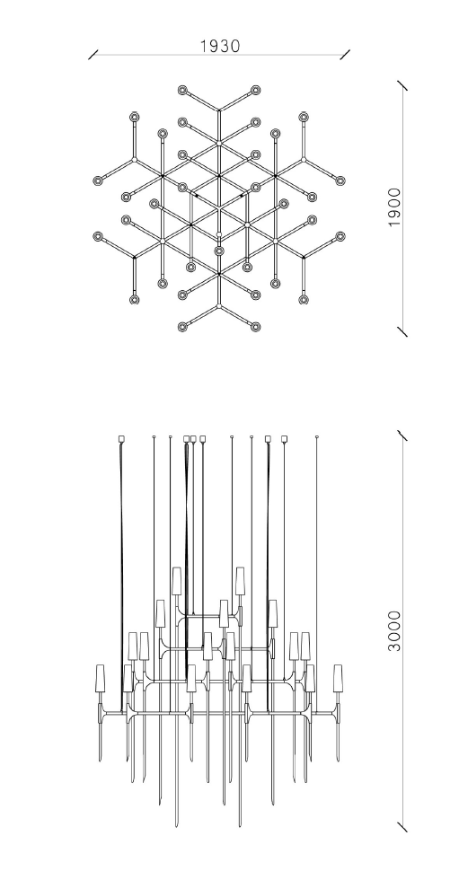 Torch Chandelier 4 — technical drawing