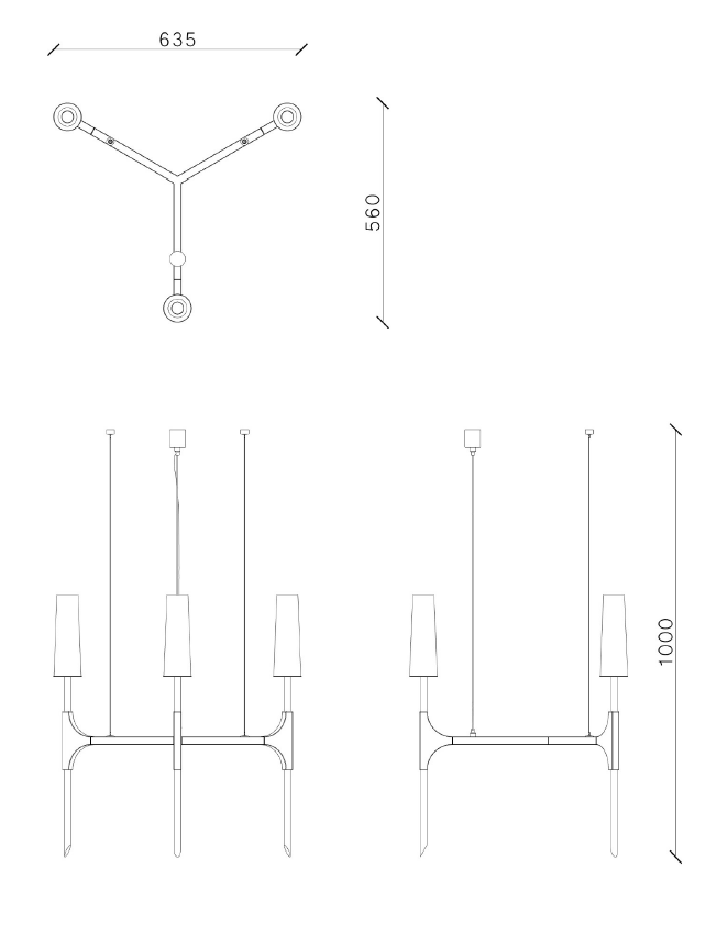 Torch Chandelier 1 — technical drawing
