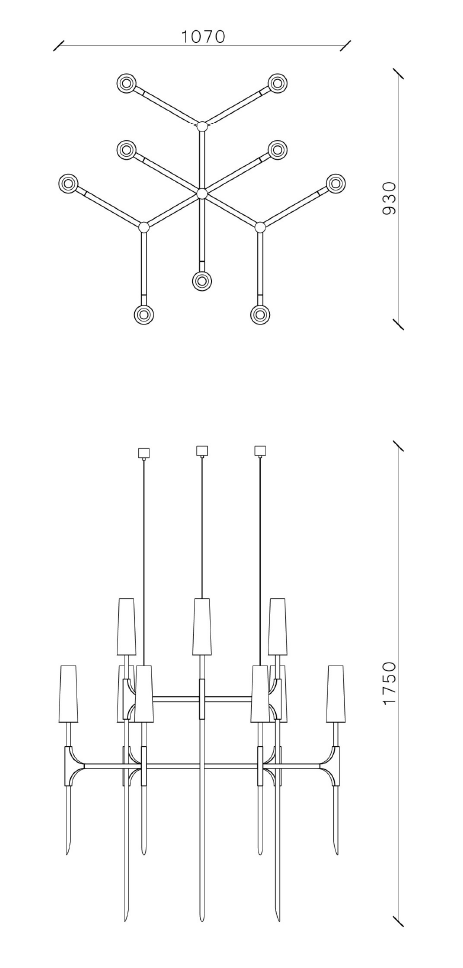 Torch Chandelier 2 — technical drawing
