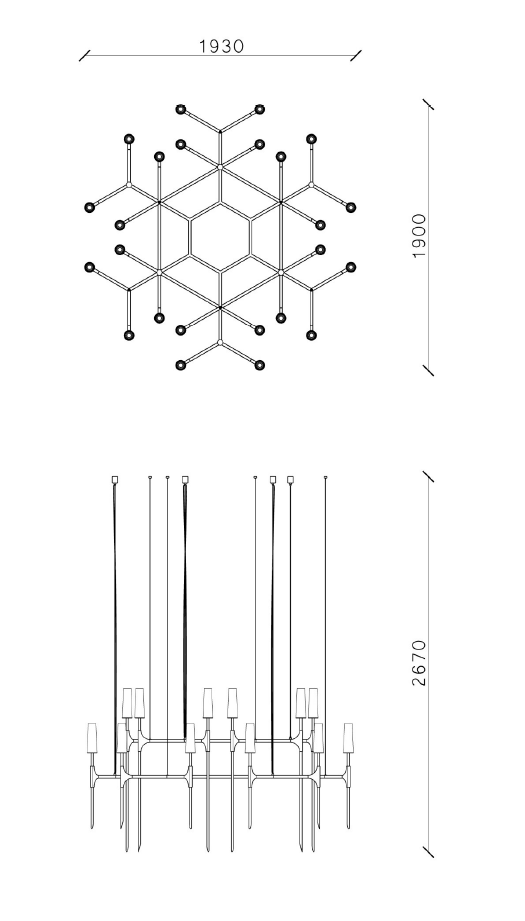 Torch Chandelier 3 — technical drawing