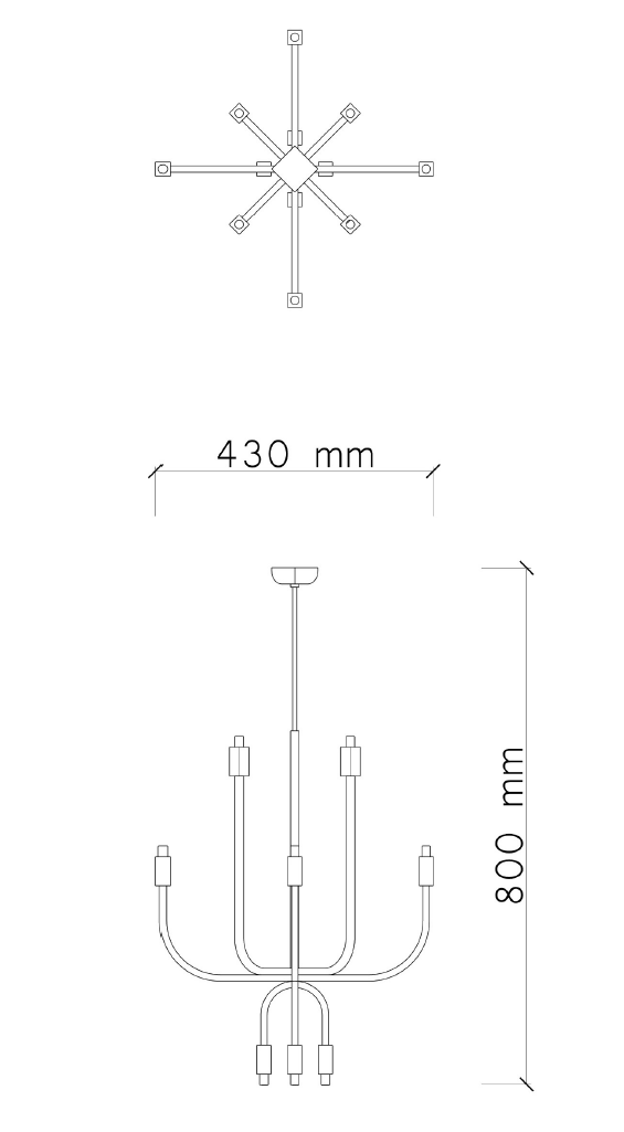 Candle Avize 3 — teknik çizim