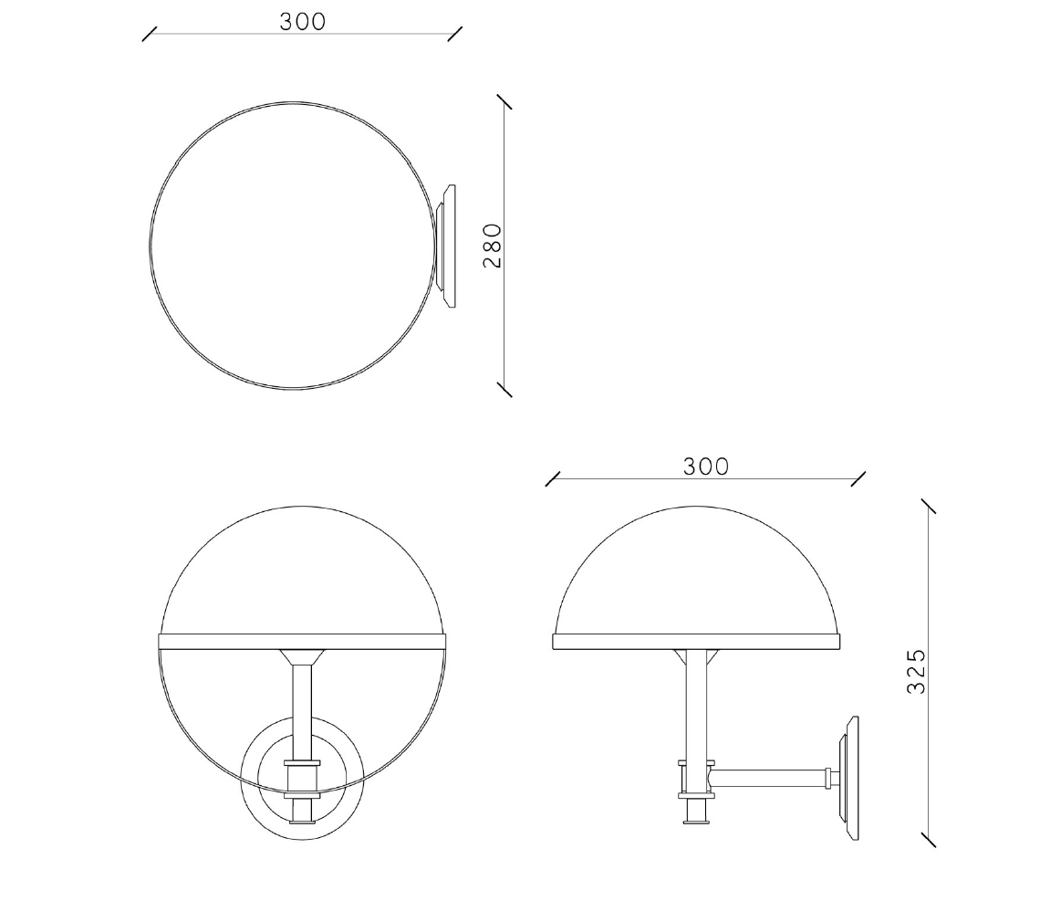 Metropolis Wall Light — technical drawing